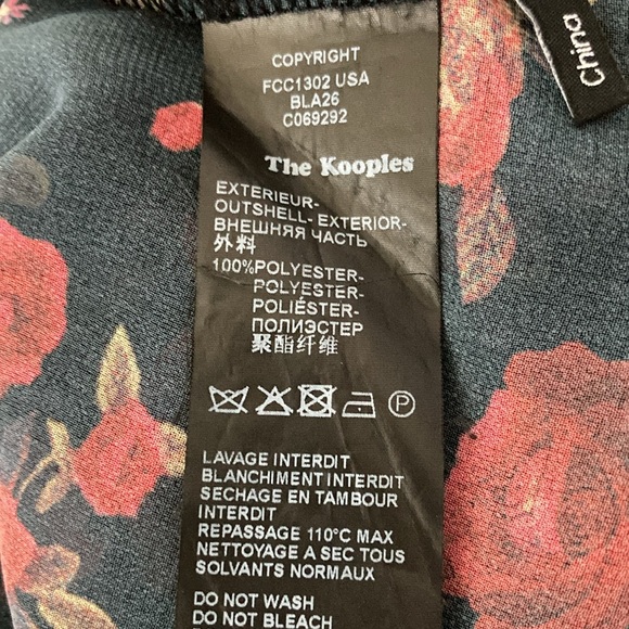 The Kooples Size XXS Romantic Floral Print Black Sheer button front Blouse - Picture 9 of 9